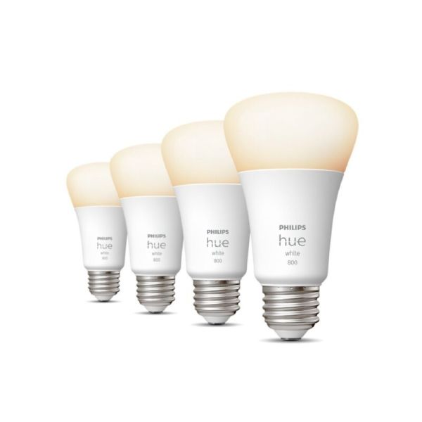 Philips Hue A19 Bluetooth 60W Smart LED Bulb (4-Pack) - White