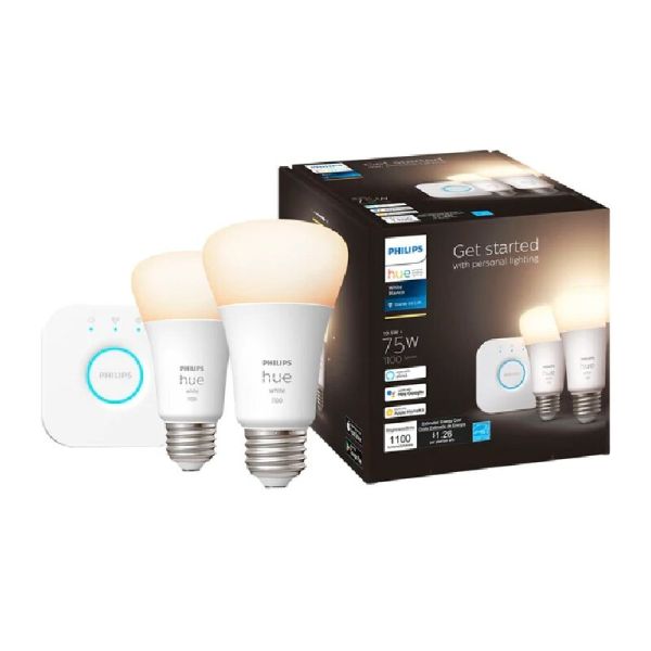 Philips A19 Hue 10.5W White Dimmable Smart Wireless Lighting Starter Kit - 2pk Starter Kit